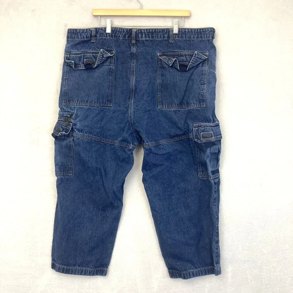 Vintage Scandia Woods Cropped Cargo Jeans Mens 43x24 Blue Workwear Utility Pants